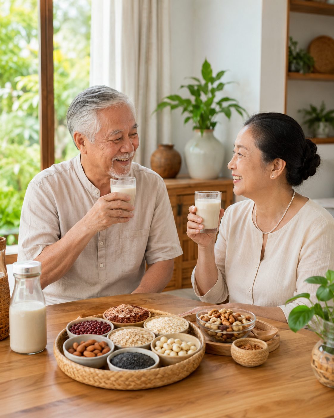 Người cao tuổi cùng sữa hạt mang đến đời sống an yên