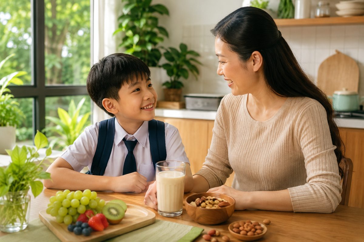 Sữa hạt cho trẻ em và học sinh tiểu học trong bữa phụ lành mạnh