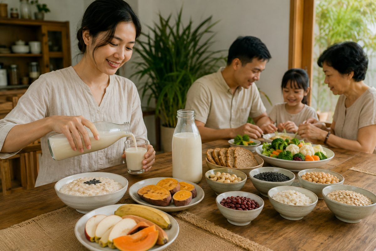 Sữa hạt thực dưỡng trong chế độ ăn chay với bữa phụ thuần thực vật