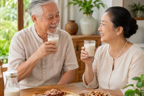 Người cao tuổi cùng sữa hạt mang đến đời sống an yên