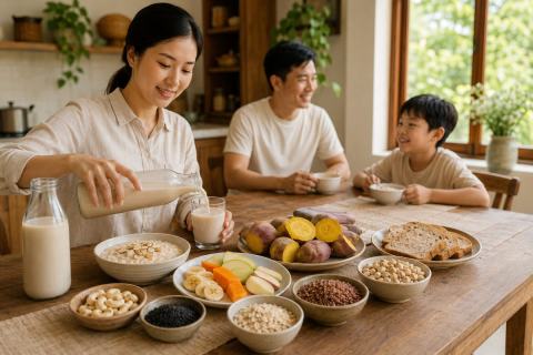 Cách bổ sung dinh dưỡng tự nhiên bằng sữa hạt trong bữa phụ gia đình