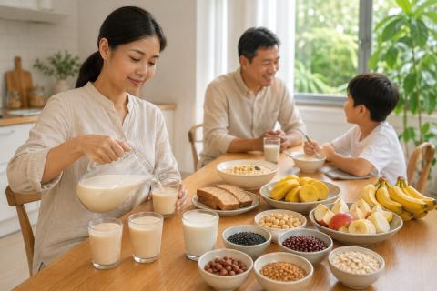 Sữa hạt thực dưỡng cho bữa ăn đa dạng với hạt đậu và ngũ cốc